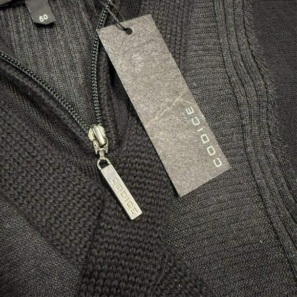 BNWT Codice Merino Wool Cable Knit Sweater 1/4 Zip Made in Italy Black 50 Medium - Picture 5 of 8